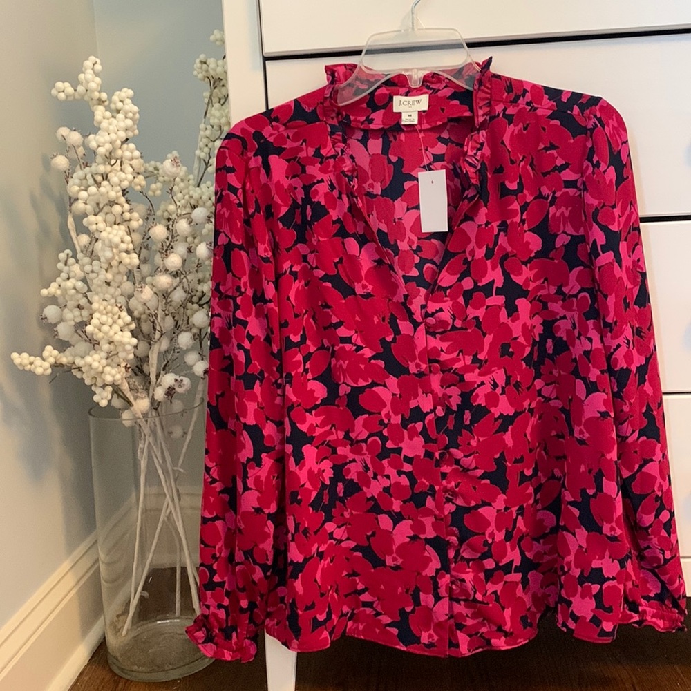 J. Crew magenta floral blouse top NEW WITH TAG